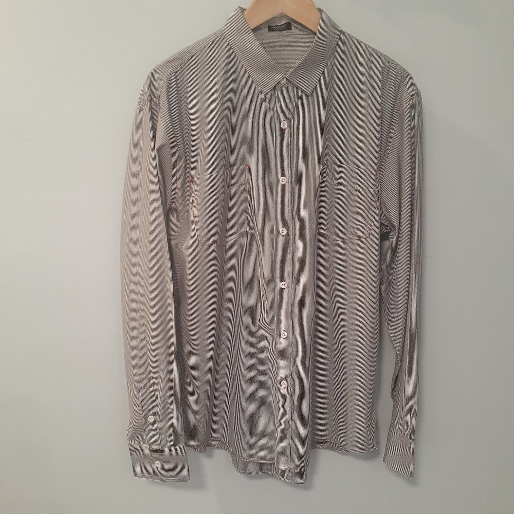 Coofandy Men's Large Long Sleeve Button Down Shirt With Contrast Stitching